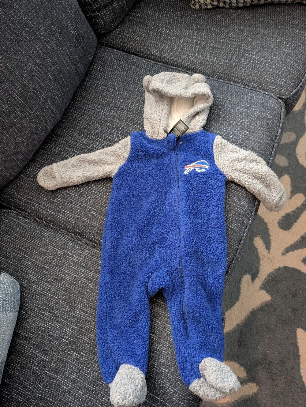 Buffalo Bills Sherpa Zip Hoodie - Royal Blue & Gray 6/9 Months